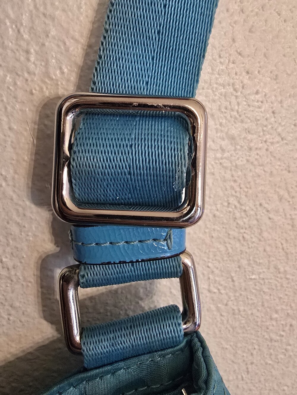 Coach Signature C Getaway File Crossbody Slim Bag Purse Teal Blue Nylon #F77408 - Picture 12 of 16